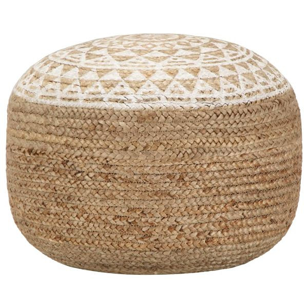 vidaXL Handgefertigter Sitzpuff Weiß 45x30 cm Jute, 248085
