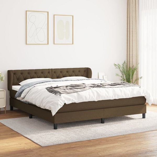 vidaXL Boxspringbett mit Matratze Dunkelbraun 160x200 cm Stoff, 3126496