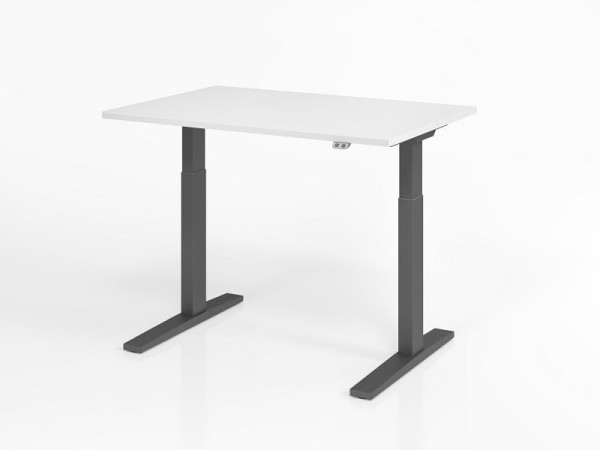 Hammerbacher Schreibtisch XMKA12, 120 x 80 cm, Platte: Weiß, 25 mm dick, ABS-Dickkante, Rechteckform, Graphit, VXMKA12/W/G