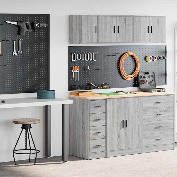 vidaXL Garagenschränke 2 Stk. Grau Sonoma Holzwerkstoff, 3328319