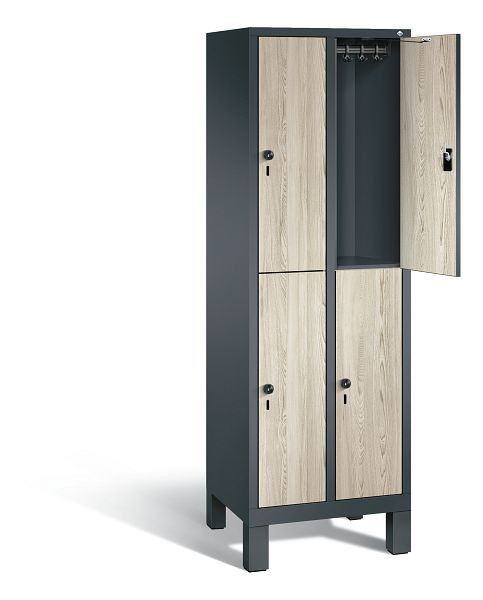 C+P Spind doppelstöckig Evolo, H1850xB610xT500mm, Farbe: Anthrazitgrau / Dekor Sen-Esche, 48310-20 S10425