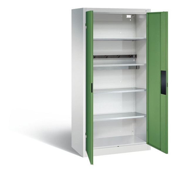 C+P Akkuladeschrank Serie 89, H1950xB930xT500mm, Farbe: Lichtgrau / Resedagrün, Muldengriff, 8921-05E1 S10007