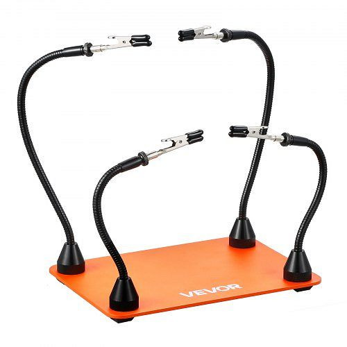 VEVOR Löthilfe Dritte Hand 201x140x3 mm, magnetisch, 4 flexible Arme, Krokodilklemmen, rutschfeste Stahlbasis, für Reparaturen, FZSHJZ4GFZSB4B9HD001V0