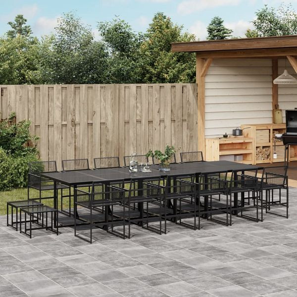 vidaXL 17-teilig Garten-Essgruppe Schwarz Poly Rattan, 3295047