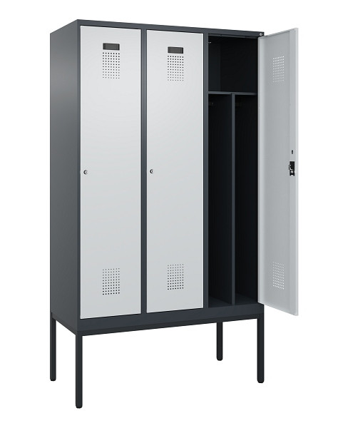 C+P Spind Evolo PLUS, Gestell, 3 Abteile, 2120x1200x500mm, 7016/7035, Verschluss Zylinderschloss, 0490307-32F S10044