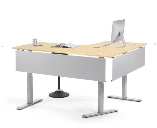 Deskin Höhenverstellbarer Eckschreibtisch FLEX MODUL, elektrisch höhenverstellbar, Ahorndekor, B 1800/800 x T 1600/800 x H 605-1255 mm, linksseitig, 352921