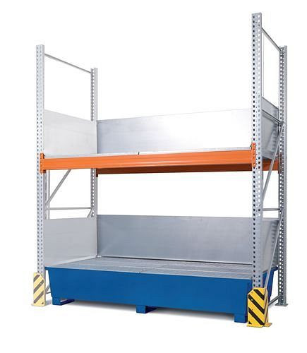 DENIOS Combi-Regal 3 K4-I.13 mit lackierter Auffangwanne, für 4 IBC à 1000 Liter, Anbaufeld, 209420