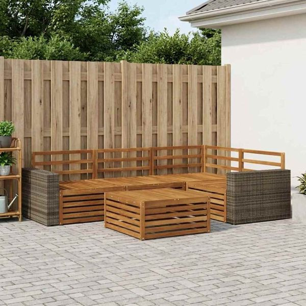 vidaXL Outdoor-Sofagarnitur 5-teilig Natur 79 x 79 x 37 cm, 3383337
