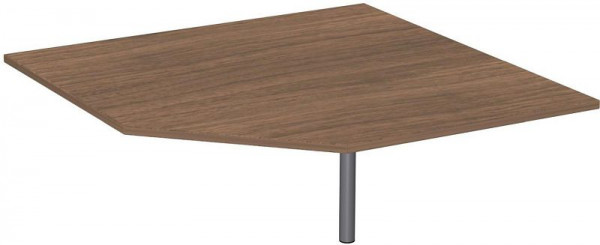 geramöbel Verkettungsplatte Fünfeck 90° mit Stützfuß, mit Kabelführung, höhenverstellbar, 1225x1225x680-820, Nussbaum/Silber, N-647510-NS
