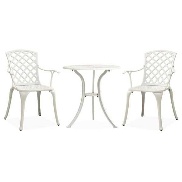 vidaXL 3-teilig Bistro-Set Aluminiumguss Weiß, 315593, 8720286205969