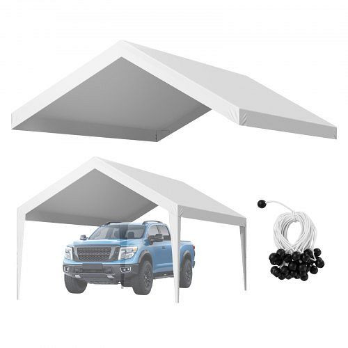 VEVOR Carport-Ersatzdach 3,65x6,09m, UV-beständige Garagenzeltplane, strapazierfähige Autoabdeckung, weiß, ohne Rahmen, CKPB12X20FTBB7CQI001V0