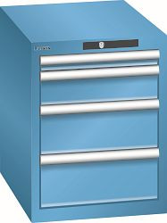 LISTA Schubladenschrank 18x27E (BxTxH) 411x572x533mm KEY Lock, Lichtblau, 4 Schubladen, Fronthöhen: 50 - 150 mm, 78.414.010