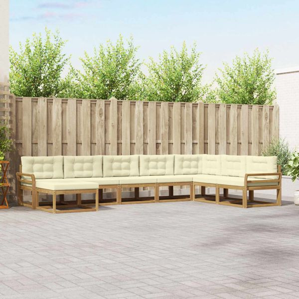 vidaXL Outdoor-Sofagarnitur 8-teilig Weiß und Creme, 3386864