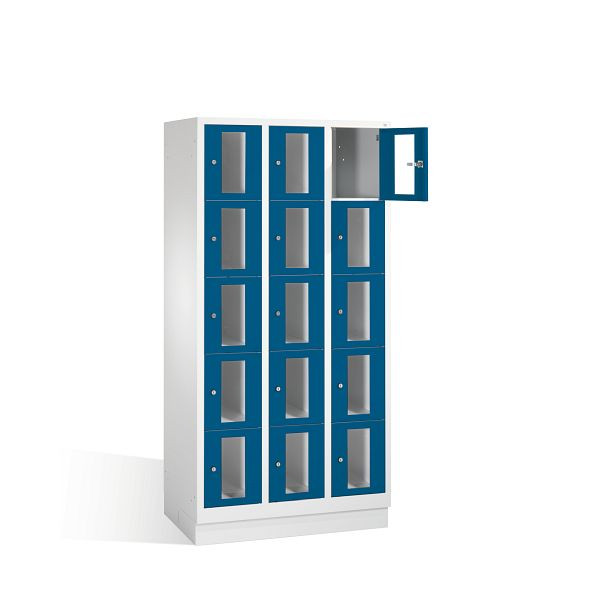 C+P Schließfachschrank Classic, H1800xB900xT500mm, Farbe: Lichtgrau / Enzianblau, 8020A305 S10002