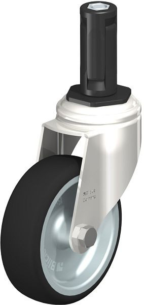 Blickle LKRXA-PATH 101G-11-EXR13 Edelstahl-Apparate-Lenkrolle mit Expander, Thermoplastisches Polyurethan, Grau, 853436