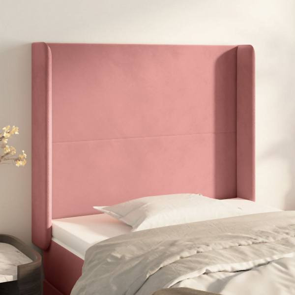 vidaXL Kopfteil mit Ohren Rosa 93x16x118/128 cm Samt, 3119341