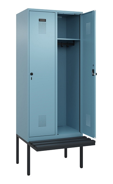 C+P Spind Evolo PLUS, 2 Abteile, 2120x800x815mm, 0010/0010, Haken 4, Drehriegel, Material Sitzfläche Kunststoff, 0490407-22 S10075