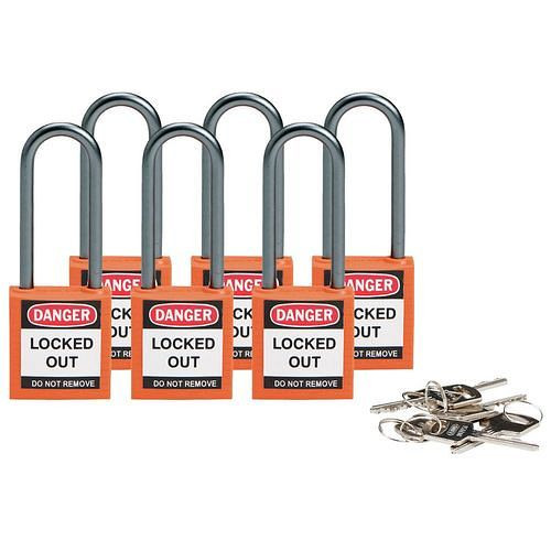 Brady Vorhängeschlösser aus verstärktem Nylon, VE: 6 Stück, orange, 309078