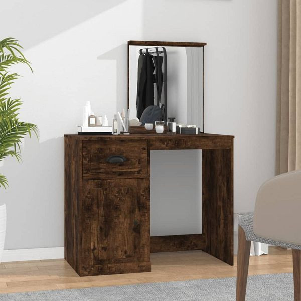 vidaXL Schminktisch mit Spiegel Räuchereiche 90x50x132,5 cm, 816765