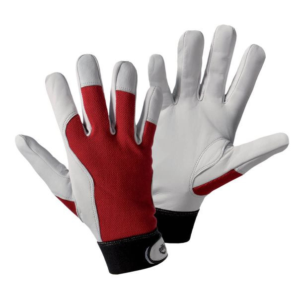 L+D GRIFFY-Montagehandschuhe aus Ziegen-Nappaleder roter Baumwolle -Interlock-Handrücken, SB Label, Größe: 7, VE: 200 Paar, 1706-7
