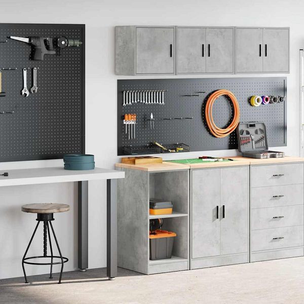 vidaXL Garagenschränke 2 Stk. Betongrau Holzwerkstoff, 3328272