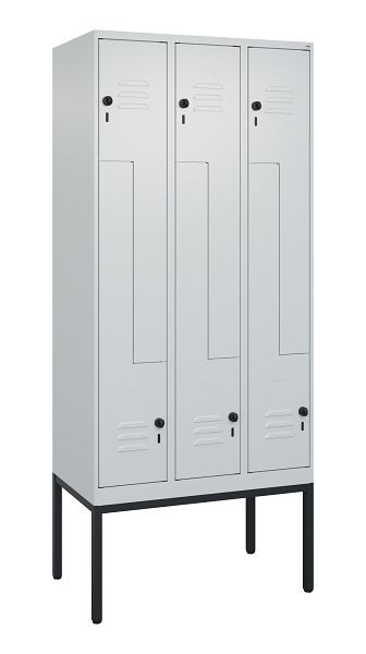 C+P Z-Spind Classic PLUS, Gestell, 6 Abteile, 2120x900x500mm, 7035/7035, Drehriegel, 0800337-306 S10009