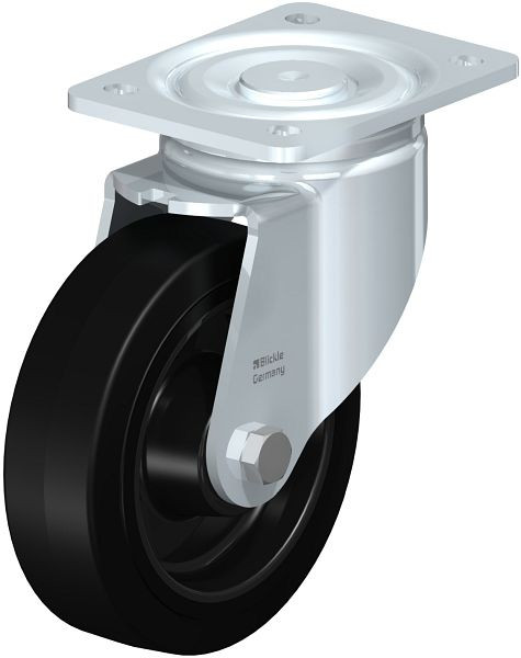 Blickle LH-POEV 160XR Stahlblech-Lenkrolle, Schwerlast-Ausführung, mit Anschraubplatte, Elastik-Vollgummi, Schwarz, 851806