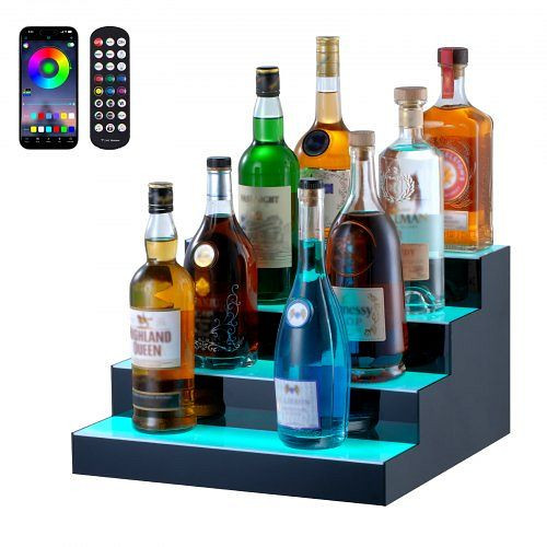 VEVOR Barregal Weinregal LED Beleuchtung Wandmontage 4-stufig 406mm Display, ZTXLEDJPZSJ4YKGNLV2