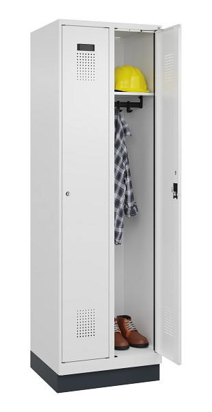 C+P Spind Evolo PLUS, mit Sockel, 2 Abteile, 1950x600x500mm, 9016/9016, Verschluss Zylinderschloss, Ablageböden 2, 049020-20 S10047