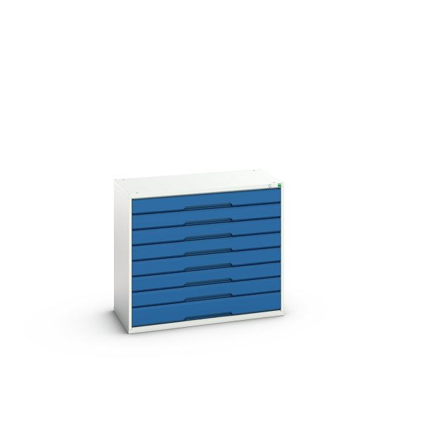 bott verso Schubladenschrank, mit 8 Schubladen, BxTxH: 1050 x 550 x 900 mm, Lichtgrau / Enzianblau, 16925233.11