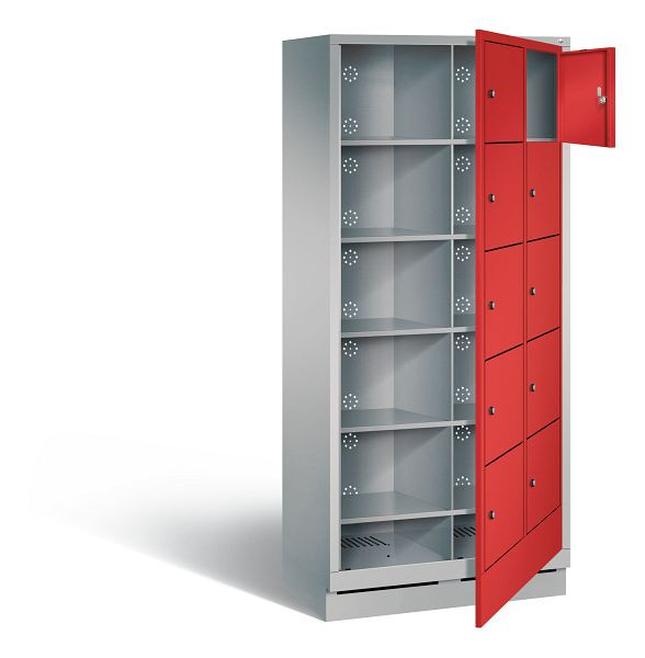 C+P Wäsche-Ausgabeschrank Evolo, H1800xB810xT500mm, Farbe: Weißaluminium / feuerrot, 48160-205 S10195