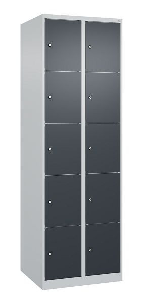 C+P Schließfachschrank Classic PLUS, 2 Abteile, 1850x600x500mm, 7035/7016, 080000-205 S10007