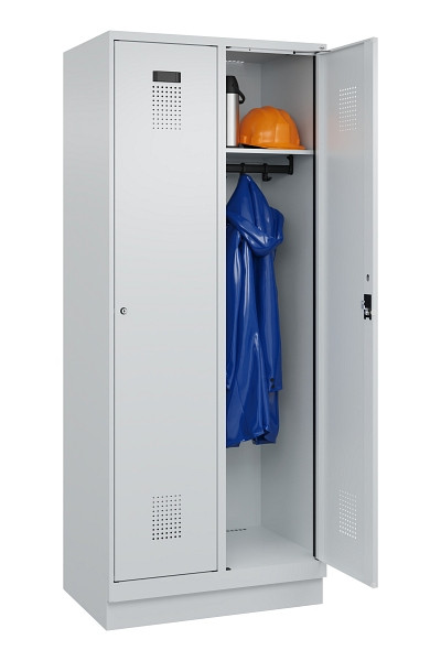 C+P Spind Evolo PLUS, mit Sockel, 2 Abteile, 1950x800x500mm, 7035/7035, Verschluss Zylinderschloss, Ablageböden 2, 049020-22 S10040
