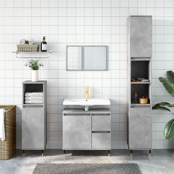 vidaXL Badschrank Betongrau 30x30x190 cm Holzwerkstoff, 831528