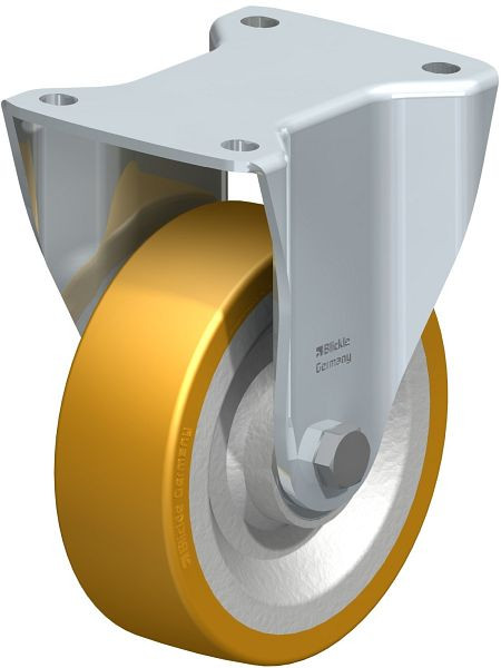 Blickle BH-SETH 150K Stahlblech-Bockrolle, Schwerlast-Ausführung, mit Anschraubplatte, Blickle Extrathane®, Hellbraun, 100883