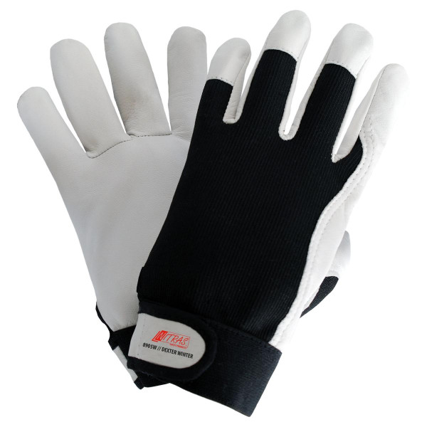 NITRAS DEXTER WINTER, Mechanikerhandschuhe, geschmeidiges und strapazierfähiges Nappaleder, grau, Größe: 9, VE: 60 Paar, 8905W-9