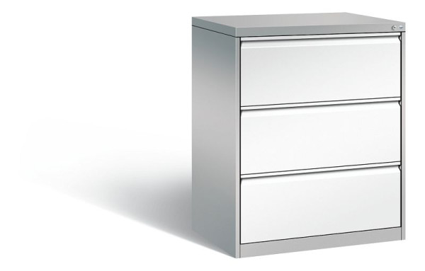 C+P Karteischrank Acurado, H1045xB787xT590mm, Farbe: Weißaluminium / Verkehrsweiß, Griffleiste, 12923-322 S10036