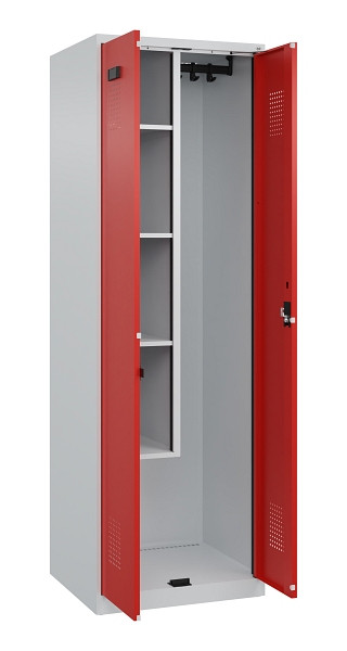 C+P Putzmittel-Spind Evolo PLUS, 2 Abteile, 1850x600x500mm, 7035/3020, Zylinderschloss, 049100-00 S10032