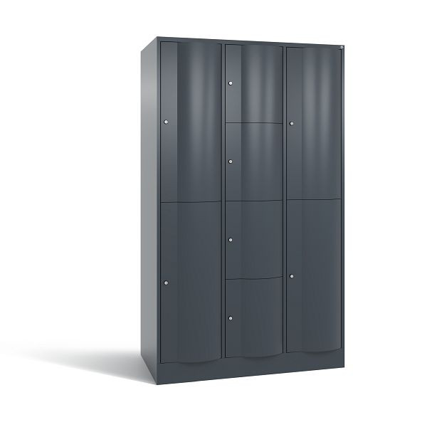 C+P XL-Schließfachschrank Resisto, 3 Abteile, H1950B1148T640 mm, Anthrazit, 8070-3732 S10038