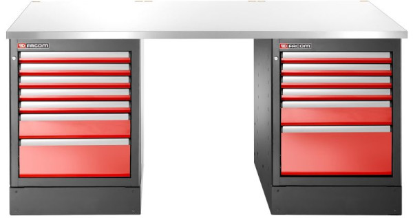 Facom JLS3 WERKBANK 2.2M ROSTFREI 13 SCHUBLADEN HOCH, JLS3-2MS13DH