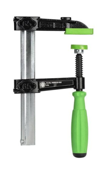 KUKKO Temperguss-Schraubzwinge VIRIDIS mit 2K-Komfortgriff, max. 100 mm Spannweite, 50 mm Ausladung, 490P0100-050