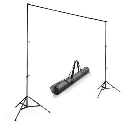Walimex pro TELESKOP Hintergrundsystem 225-400cm, mit Tasche, ausziehbare TELESKOP-Querstange, Breite 225-400 cm, mit 2 Stativen WT-806, 1016312