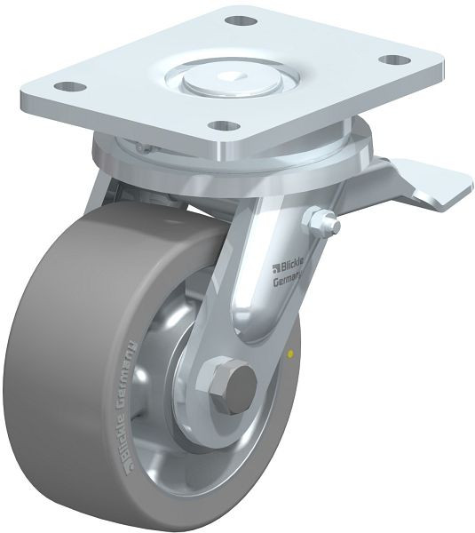 Blickle LO-ALTH 127K-ST-AS Stahlgeschweißte Schwerlast-Lenkrolle mit Feststeller, Blickle Extrathane®, Grau, 756865