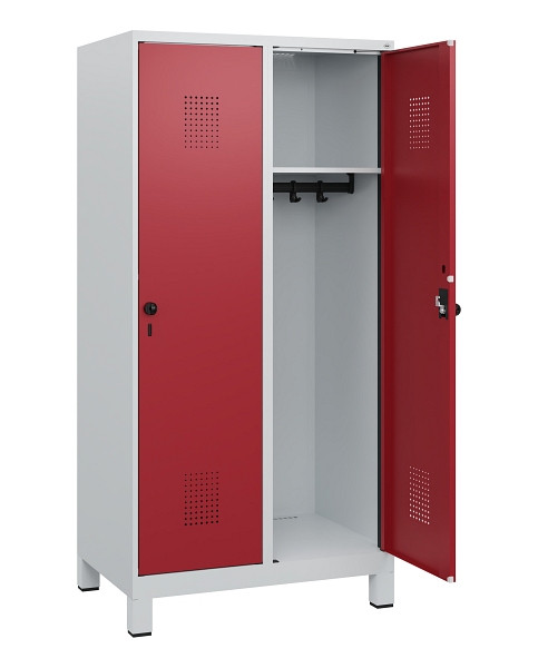 C+P Spind Evolo PLUS, Füße, 2 Abteile, 1630x800x500mm, 7035/3003, Drehriegel, 0490105-22 S10004