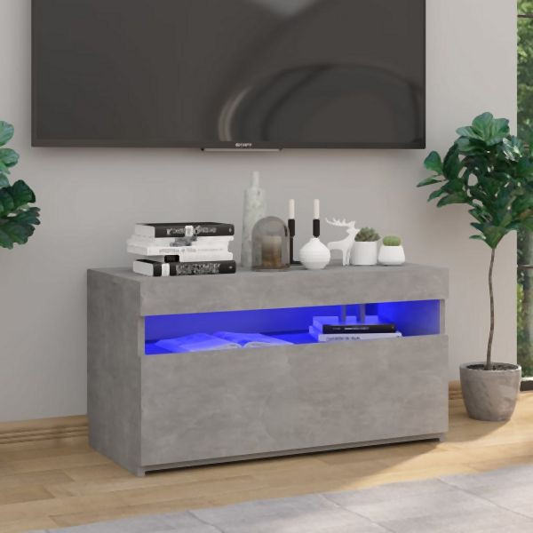 vidaXL TV-Schrank mit LED-Leuchten Betongrau 75x35x40 cm, 804399