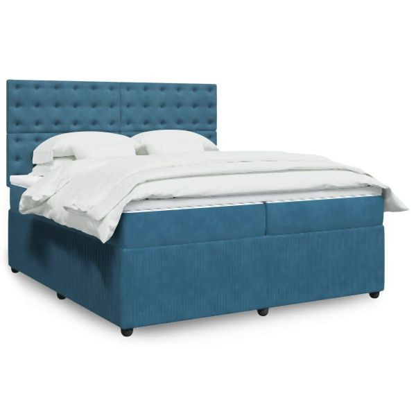 vidaXL Boxspringbett mit Matratze Blau 200x200 cm Samt, 3294746