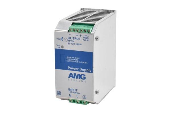 AMG Systems 48VDC, 145W (3A) industrielles Hutschienennetzte, -25°C to +70°C, (Einstellbar 41-55 VDC), NDAA & TAA konform, AMGPSU-I48-P145