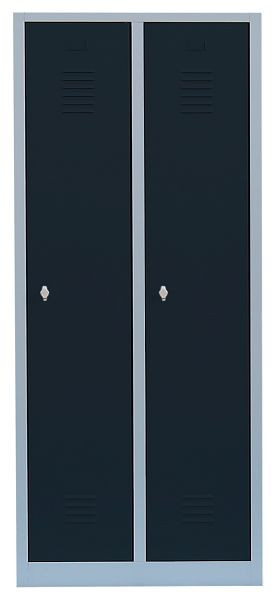Lüllmann Stahl-Kleiderschrank / Garderobenschrank, 1800 x 800 x 500 mm, Lichtgrau/Anthrazitgrau, 515128