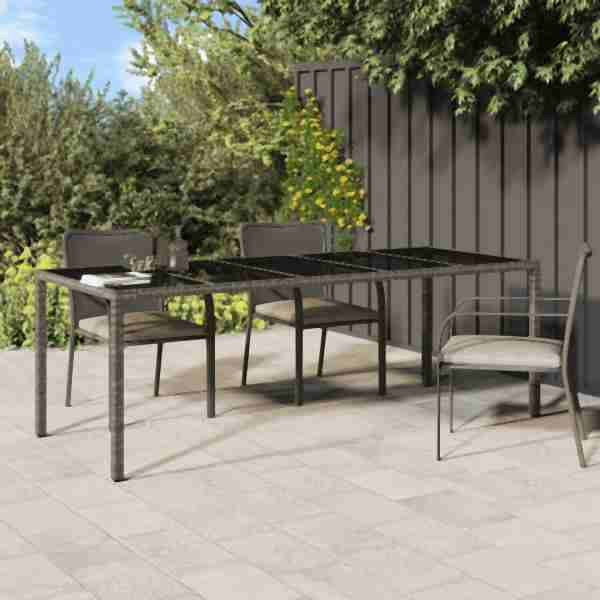 vidaXL Gartentisch Grau 250x100x75 cm Hartglas und Poly Rattan, 316727