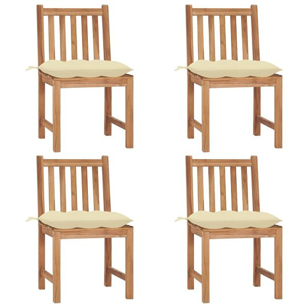 vidaXL Gartenstühle 4 Stück mit Kissen Massivholz Teak, 3073105